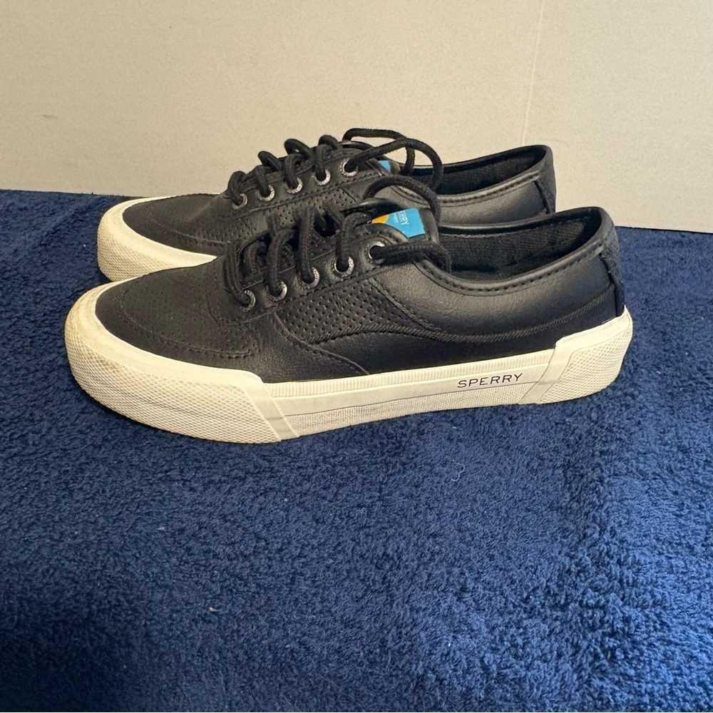 Sperry Top Siders Soletide Boat Shoes Women's Sz 6 Youth Sz 4 Black STS86509
